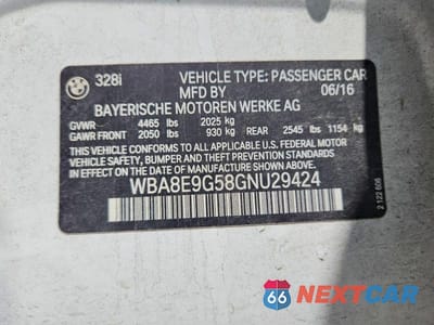 Zdjęcie 12 z 12 samochodu: 2016 BMW 328 VIN:WBA8E9G58GNU29424 - miniatura