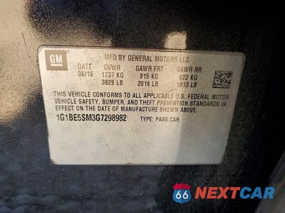 Zdjęcie 12 z 12 samochodu: 2016 CHEV CRUZE VIN:1G1BE5SM3G7298982 - miniatura