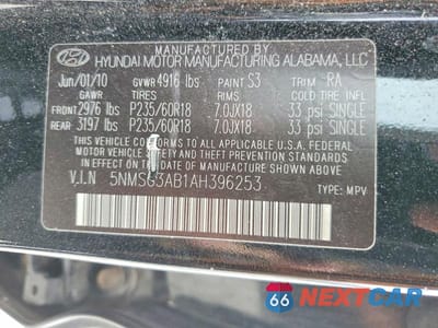 Zdjęcie 14 z 14 samochodu: 2010 HYUNDAI SANTA FE GLS VIN:5NMSG3AB1AH396253 - miniatura