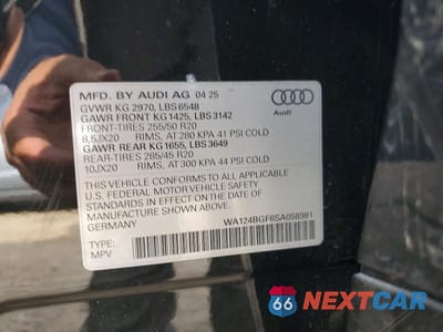 Zdjęcie 13 z 13 samochodu: 2025 AUDI Q6 E-TRON PREMIUM PLUS VIN:WA124BGF6SA058981 - miniatura