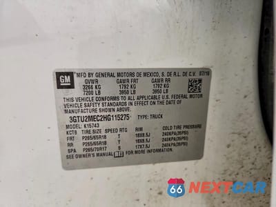 Zdjęcie 12 z 12 samochodu: 2017 GMC SIERRA K1500 SLE VIN:3GTU2MEC2HG115275 - miniatura