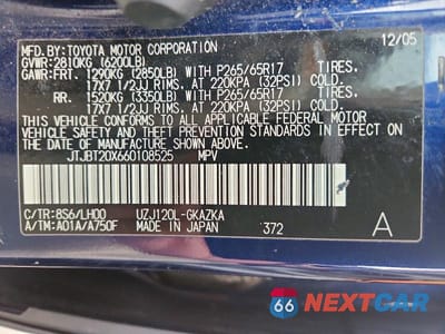 Zdjęcie 13 z 13 samochodu: 2006 LEXUS GX 470 BASE VIN:JTJBT20X660108525 - miniatura