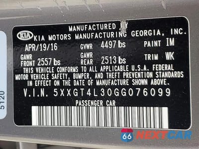 Zdjęcie 12 z 12 samochodu: 2016 KIA OPTIMA LX VIN:5XXGT4L30GG076099 - miniatura