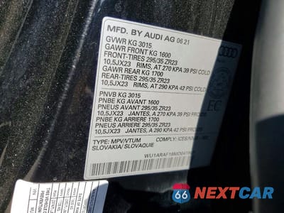 Zdjęcie 13 z 13 samochodu: 2021 AUDI RS Q8 VIN:WU1ARAF19MD041907 - miniatura