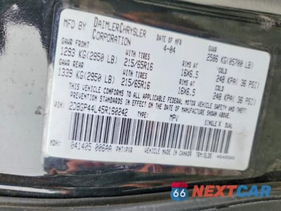 Zdjęcie 13 z 13 samochodu: 2005 DODGE GRAND CARAVAN SXT VIN:2D8GP44L45R160242 - miniatura