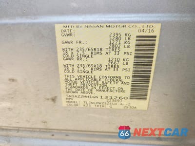 Zdjęcie 14 z 14 samochodu: 2016 NISSAN MURANO S VIN:5N1AZ2MH1GN131260 - miniatura