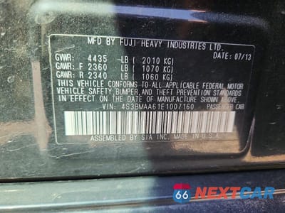 Zdjęcie 12 z 12 samochodu: 2014 SUBARU LEGACY 2.5I VIN:4S3BMAA61E1007160 - miniatura