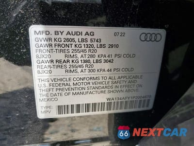 Zdjęcie 14 z 14 samochodu: 2023 AUDI SQ5 SPORTBACK PRESTIGE VIN:WA134AFY1P2004670 - miniatura