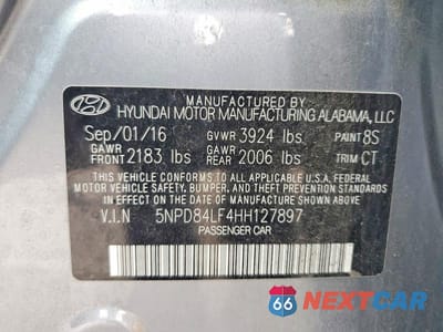 Zdjęcie 12 z 12 samochodu: 2017 HYUNDAI ELANTRA LIMITED VIN:5NPD84LF4HH127897 - miniatura