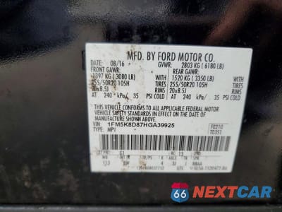 Zdjęcie 13 z 13 samochodu: 2017 FORD EXPLORER XLT VIN:1FM5K8D87HGA39925 - miniatura