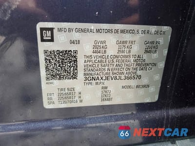 Zdjęcie 13 z 13 samochodu: 2018 CHEVROLET EQUINOX LT VIN:3GNAXJEV8JL366570 - miniatura