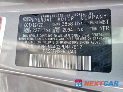 Zdjęcie 12 z 12 samochodu: 2023 HYUNDAI ELANTRA SEL VIN:KMHLM4AG2PU447612 - miniatura