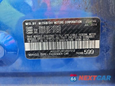 Zdjęcie 12 z 12 samochodu: 2015 MITSUBISHI LANCER ES VIN:JA32U2FU4FU001512 - miniatura