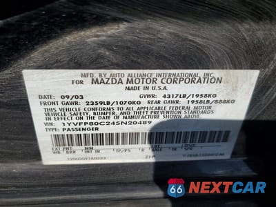 Zdjęcie 12 z 12 samochodu: 2004 MAZDA 6 I VIN:1YVFP80C245N20489 - miniatura