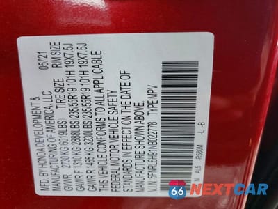 Zdjęcie 13 z 13 samochodu: 2022 HONDA ODYSSEY ELITE VIN:5FNRL6H91NB022778 - miniatura