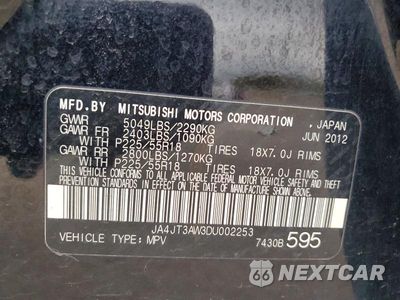 Zdjęcie 13 z 13 samochodu: 2013 MITSUBISHI OUTLANDER SE VIN:JA4JT3AW3DU002253 - miniatura