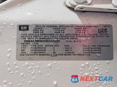 Zdjęcie 13 z 13 samochodu: 2017 GMC TERRAIN SLE VIN:2GKALMEK5H6332505 - miniatura