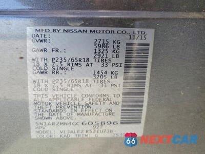 Zdjęcie 13 z 13 samochodu: 2016 NISSAN PATHFINDER SV VIN:5N1AR2MN4GC605896 - miniatura