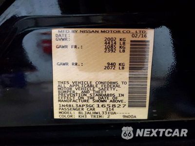 Zdjęcie 13 z 13 samochodu: 2016 NISSAN ALTIMA 3.5 SR VIN:1N4BL3AP3GC165827 - miniatura