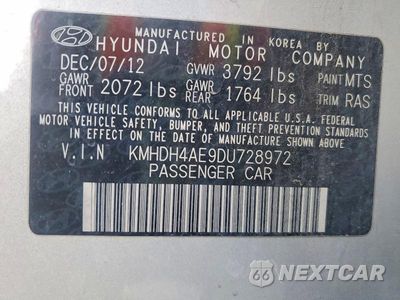 Zdjęcie 13 z 13 samochodu: 2013 HYUNDAI ELANTRA GLS VIN:KMHDH4AE9DU728972 - miniatura
