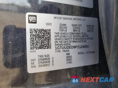 Zdjęcie 12 z 12 samochodu: 2023 GMC SIERRA K1500 SLT VIN:1GTUUDED9PZ124993 - miniatura