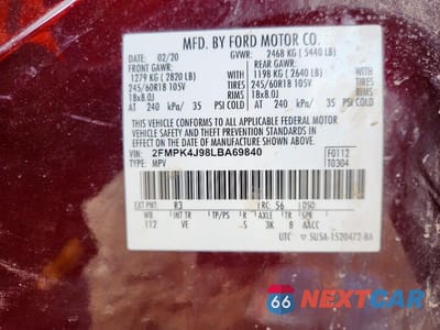 Zdjęcie 14 z 14 samochodu: 2020 FORD EDGE SEL VIN:2FMPK4J98LBA69840 - miniatura