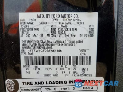 Zdjęcie 12 z 12 samochodu: 2011 FORD F150 SUPERCREW VIN:1FTFW1CF0BFA51156 - miniatura