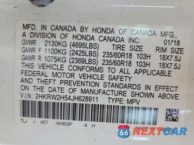 Zdjęcie 12 z 12 samochodu: 2018 HONDA CR-V EX VIN:2HKRW2H54JH628911 - miniatura
