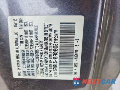 Zdjęcie 14 z 14 samochodu: 2015 HONDA ODYSSEY TOURING VIN:5FNRL5H96FB099058 - miniatura