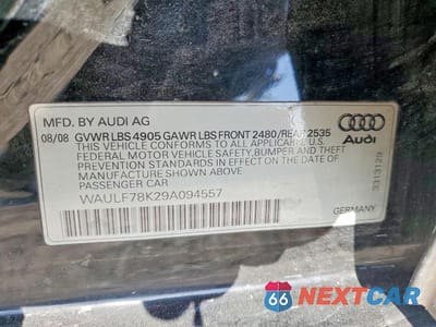Zdjęcie 13 z 13 samochodu: 2009 AUDI A4 2.0T QUATTRO VIN:WAULF78K29A094557 - miniatura