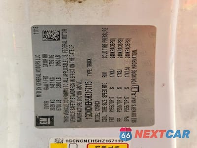 Zdjęcie 12 z 12 samochodu: 2017 CHEV SILVERADO VIN:1GCNCNEH5HZ167115 - miniatura