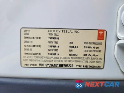 Zdjęcie 12 z 12 samochodu: 2017 TESLA MODEL S VIN:5YJSA1E13HF206276 - miniatura