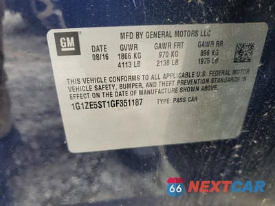 Zdjęcie 12 z 12 samochodu: 2016 CHEV MALIBU VIN:1G1ZE5ST1GF351187 - miniatura