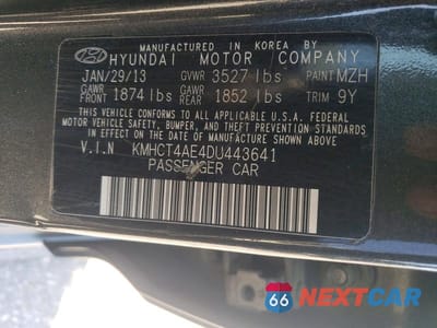 Zdjęcie 12 z 12 samochodu: 2013 HYUNDAI ACCENT GLS VIN:KMHCT4AE4DU443641 - miniatura