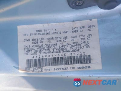 Zdjęcie 10 z 10 samochodu: 2003 MITSUBISHI ECLIPSE GT VIN:4A3AC84H83E185235 - miniatura
