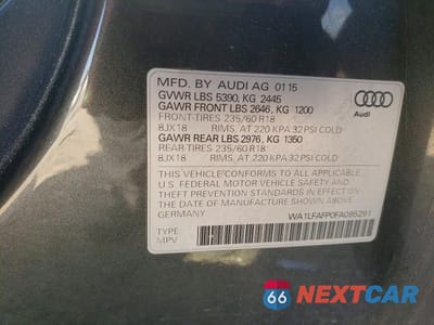 Zdjęcie 13 z 13 samochodu: 2015 AUDI Q5 PREMIUM PLUS VIN:WA1LFAFP0FA095291 - miniatura