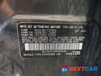 Zdjęcie 13 z 13 samochodu: 2024 MITSUBISHI MIRAGE ES VIN:ML32AUHJ3RH004524 - miniatura