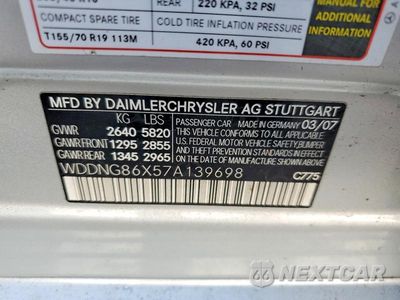 Zdjęcie 13 z 13 samochodu: 2007 MERZ S-CLASS VIN:WDDNG86X57A139698 - miniatura