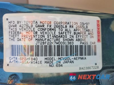 Zdjęcie 12 z 12 samochodu: 1998 TOYOTA CAMRY LE V6 VIN:JT2BF22K7W0091383 - miniatura