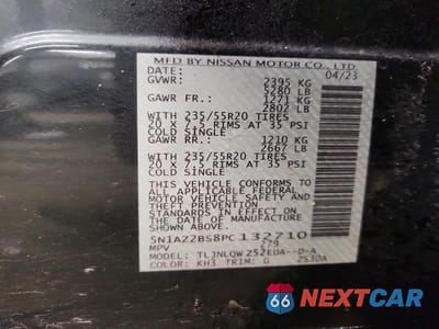 Zdjęcie 13 z 13 samochodu: 2023 NISSAN MURANO SV VIN:5N1AZ2BS8PC132710 - miniatura