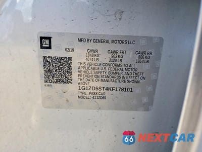Zdjęcie 12 z 12 samochodu: 2019 CHEVROLET MALIBU LT VIN:1G1ZD5ST4KF178101 - miniatura