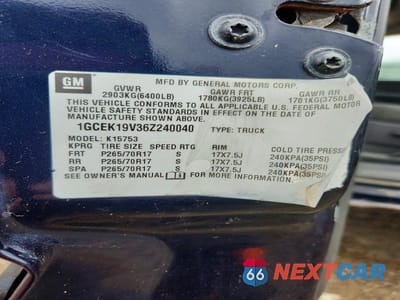 Zdjęcie 12 z 12 samochodu: 2006 CHEVROLET SILVERADO K1500 VIN:1GCEK19V36Z240040 - miniatura