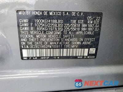 Zdjęcie 13 z 13 samochodu: 2023 HONDA HR-V SPORT VIN:3CZRZ1H52PM700817 - miniatura