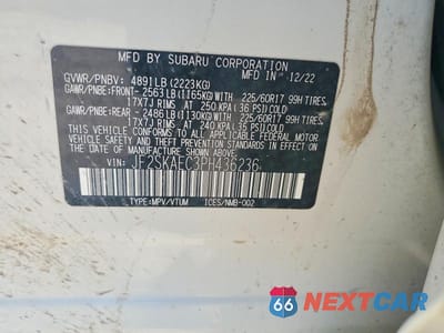 Zdjęcie 13 z 13 samochodu: 2023 SUBARU FORESTER PREMIUM VIN:JF2SKAEC3PH436236 - miniatura