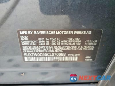 Zdjęcie 12 z 12 samochodu: 2012 BMW X5 XDRIVE35D VIN:5UXZW0C55CL670688 - miniatura