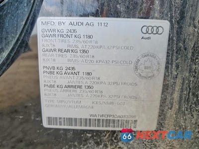 Zdjęcie 13 z 13 samochodu: 2013 AUDI Q5 PREMIUM PLUS VIN:WA1VFCFP3DA033899 - miniatura