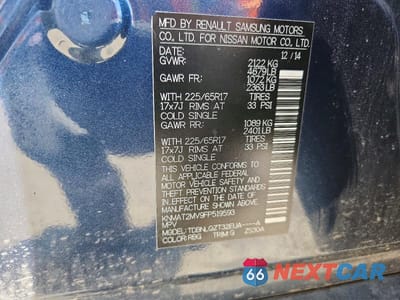 Zdjęcie 13 z 13 samochodu: 2015 NISSAN ROGUE SV VIN:KNMAT2MV9FP519593 - miniatura