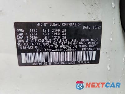 Zdjęcie 12 z 12 samochodu: 2022 SUBARU LEGACY PREMIUM VIN:4S3BWAD69N3025044 - miniatura