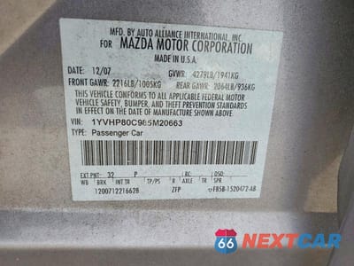 Zdjęcie 12 z 12 samochodu: 2008 MAZDA 6 I VIN:1YVHP80C985M20663 - miniatura