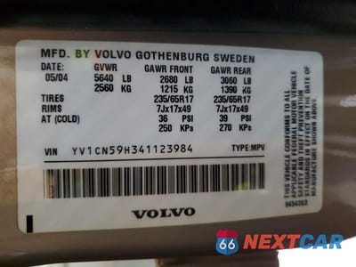 Zdjęcie 12 z 12 samochodu: 2004 VOLVO XC90 VIN:YV1CN59H341123984 - miniatura